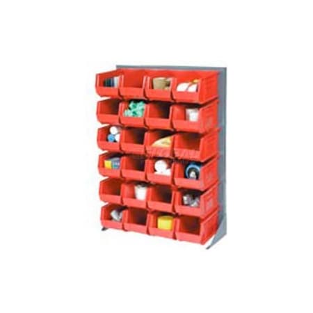 Singled Sided Louvered Bin Rack 35 X 15 X 50 - 96 Red Premium Stacking Bins